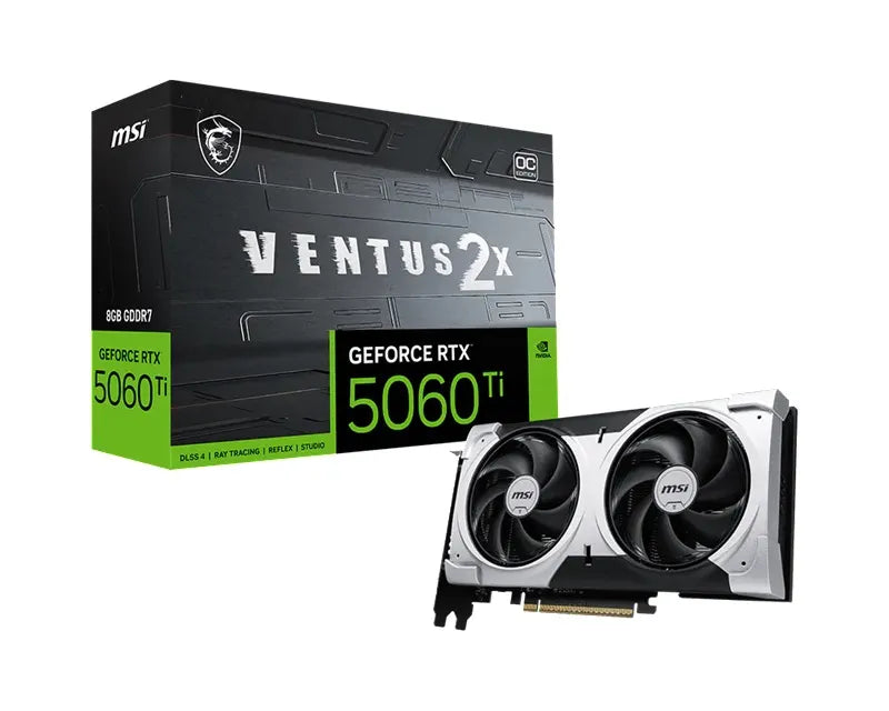 MSI nVidia GeForce RTX™ 5060 Ti 8G VENTUS 2X OC PLUS, PCI Express® Gen 5 x16, Boost: 2602 MHz, CU...