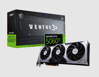 MSI nVidia GeForce RTX™ 5060 Ti 8G VENTUS 3X OC, PCI Express® Gen 5 x 16, Boost: 2602 MHz, CUDA 4...