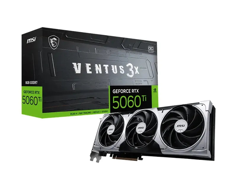 MSI nVidia GeForce RTX™ 5060 Ti 8G VENTUS 3X OC, PCI Express® Gen 5 x 16, Boost: 2602 MHz, CUDA 4...