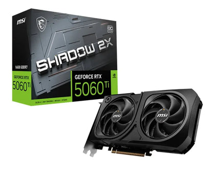 MSI nVidia GeForce RTX 5060 Ti 16G SHADOW 2X OC PLUS, Boost: 2482 MHz, CUDA 8960 Units, 16GB GDDR...