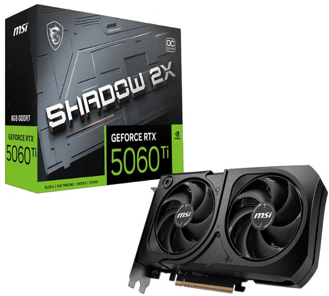 MSI nVidia GeForce RTX 5060 Ti 8G SHADOW 2X OC PLUS, Boost: 2482 MHz, CUDA 8960 Units, 8GB GDDR7,...