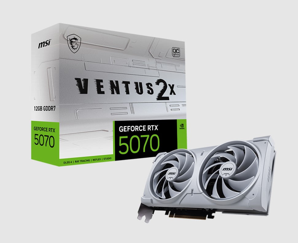MSI nVidia GeForce RTX™ 5070 12G VENTUS 2X OC WHITE, PCI Express® Gen 5, Boost: 2542 MHz, CUDA 61...