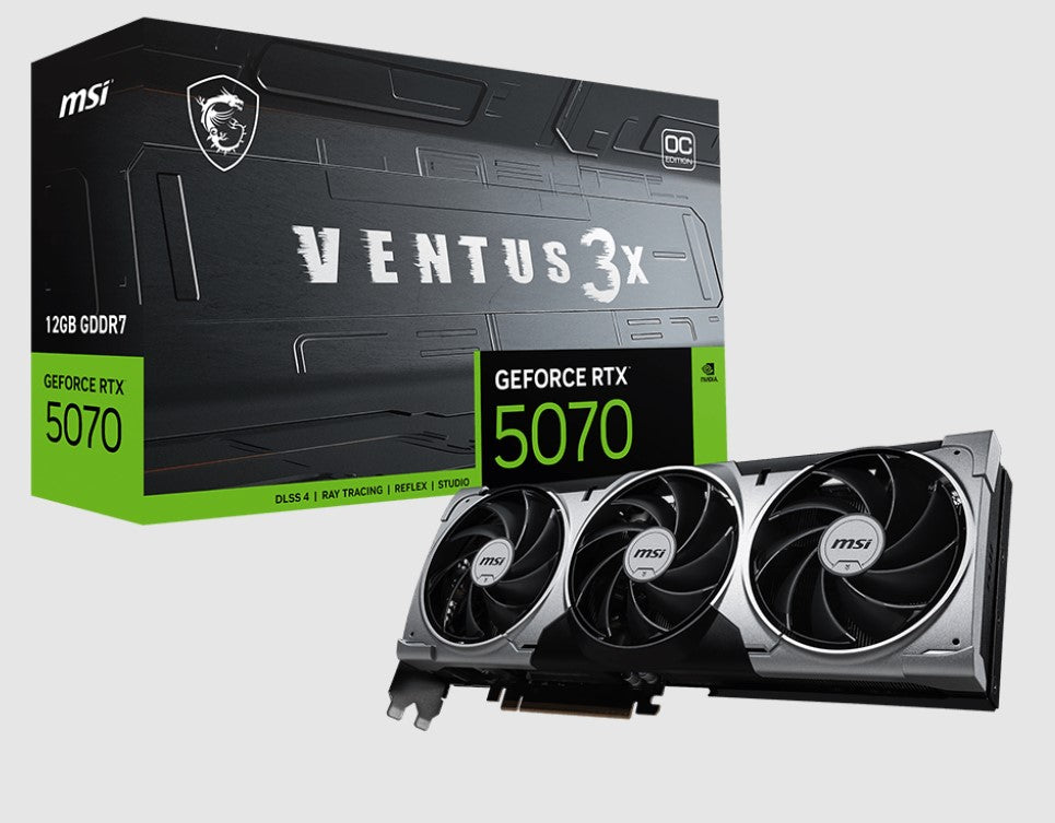 MSI nVidia GeForce RTX™ 5070 12G VENTUS 3X OC, PCI Express® Gen 5, Boost: 2542 MHz, CUDA 6144 Uni...