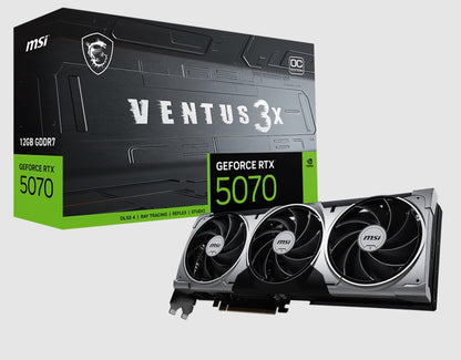 MSI nVidia GeForce RTX™ 5070 12G VENTUS 3X OC, PCI Express® Gen 5, Boost: 2542 MHz, CUDA 6144 Uni...
