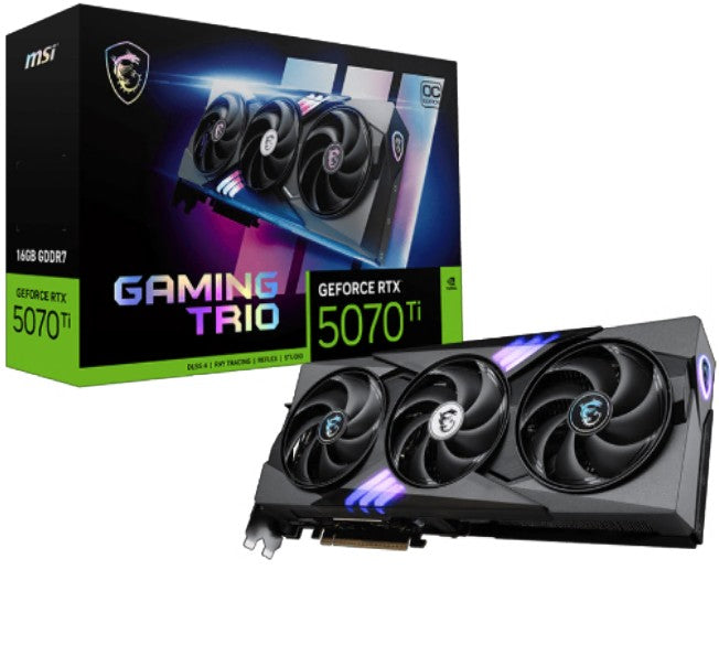MSI nVidia GeForce RTX™ 5070 Ti 16G GAMING TRIO OC,PCI Express® en 5, Boost: 2572 MHz, CUDA 8960...