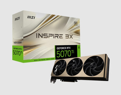 MSI nVidia GeForce RTX™ 5070 Ti 16G INSPIRE 3X OC, PCI Express® Gen 5, Boost: 2482 MHz, CUDA 8960...