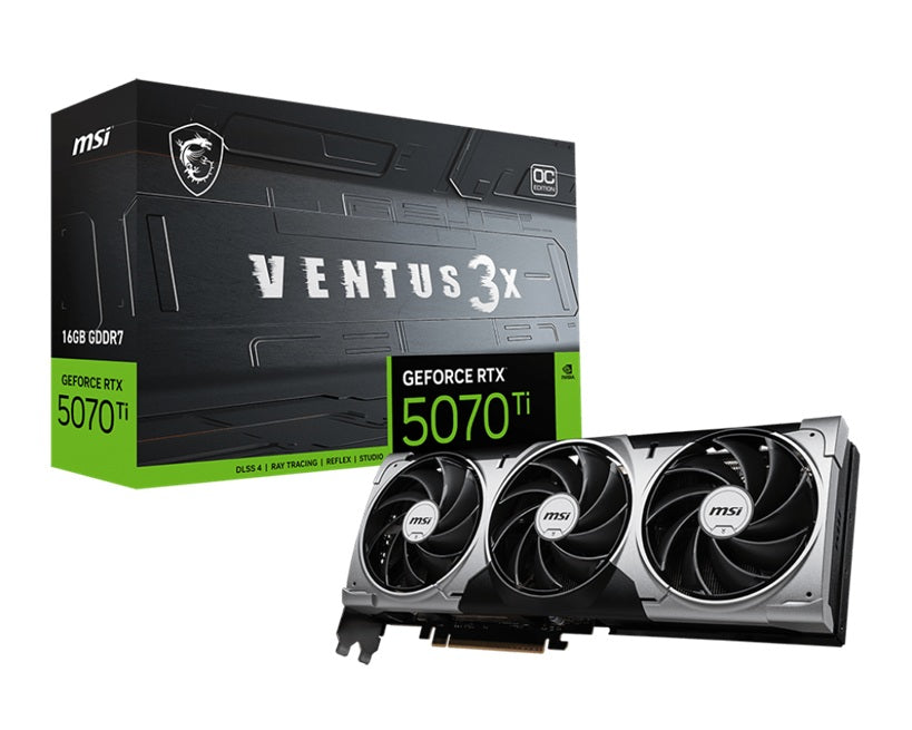 MSI RTX 5070 Ti 16G VENTUS 3X PZ OC, 16GB GDDR7, 8960 CUDA cores, 28Gbps, 300W, PCIe Gen 5, 4-dis...
