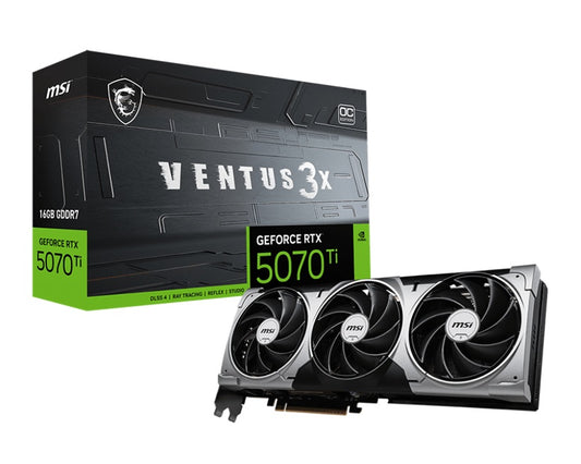 MSI RTX 5070 Ti 16G VENTUS 3X OC, 16GB GDDR7, 8960 CUDA cores, 28Gbps, 300W, PCIe Gen 5, 4-displa...