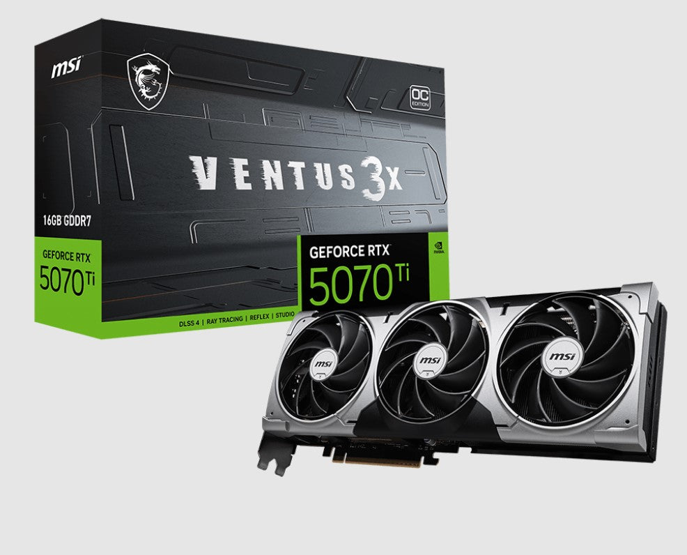 MSI nVidia GeForce RTX™ 5070 Ti 16G VENTUS 3X OC,PCI Express® Gen 5, Boost: 2482 MHz, CUDA 8960 U...