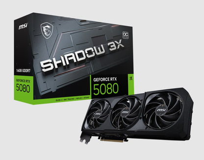 MSI nVidia GeForce RTX™ 5080 16G SHADOW 3X OC, Boost: 2640 MHz, 16GB GDDR7, DisplayPort x 3, HDMI...