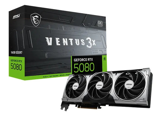 MSI nVidia GeForce RTX™ 5080 16G VENTUS 3X OC, Boost: 2640 MHz, CUDA 10752 Units, 16GB GDDR7, HDM...
