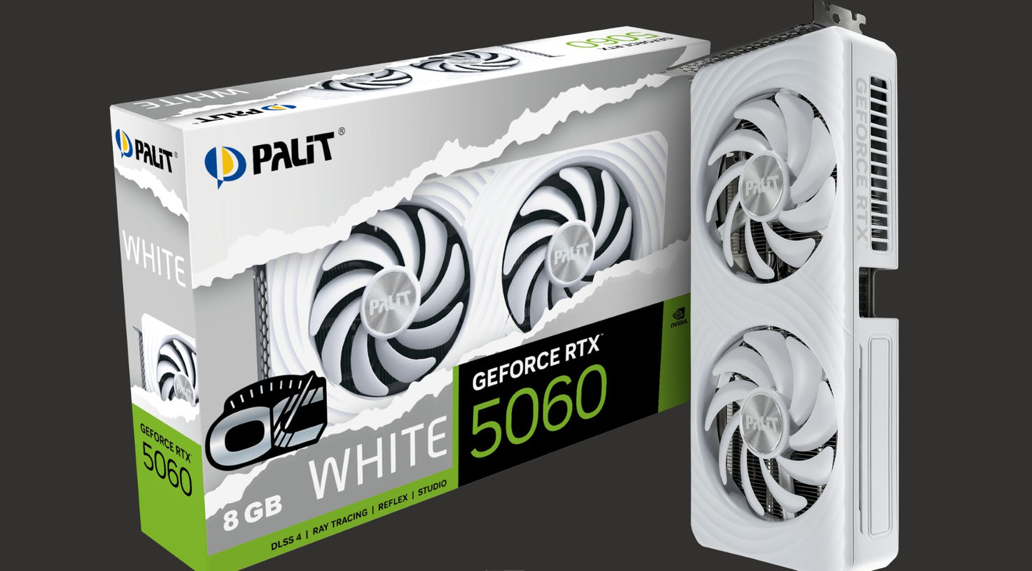 PALIT RTX5060 WHITE OC 8GB GDDR7 128bit 3-DP HDMI NE75060U19P1-GB2063M - Video/Graphics Cards