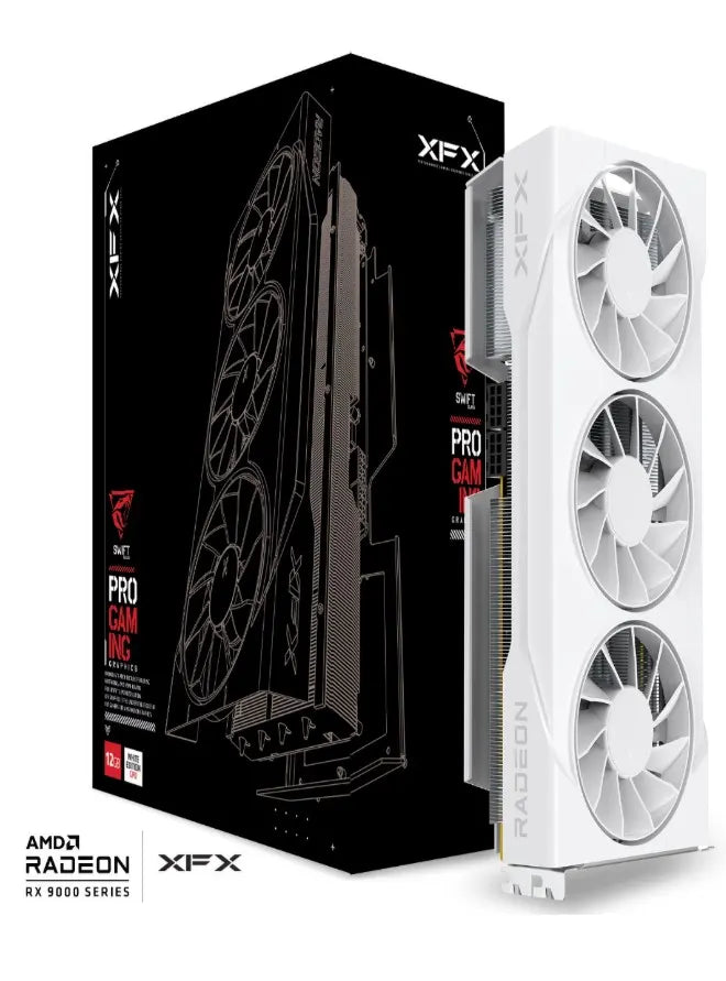 XFX Swift AMD Radeon RX 9070GRE White Triple Fan Gaming Edition with 12GB GDDR6 HDMI 3xDP, AMD RD...