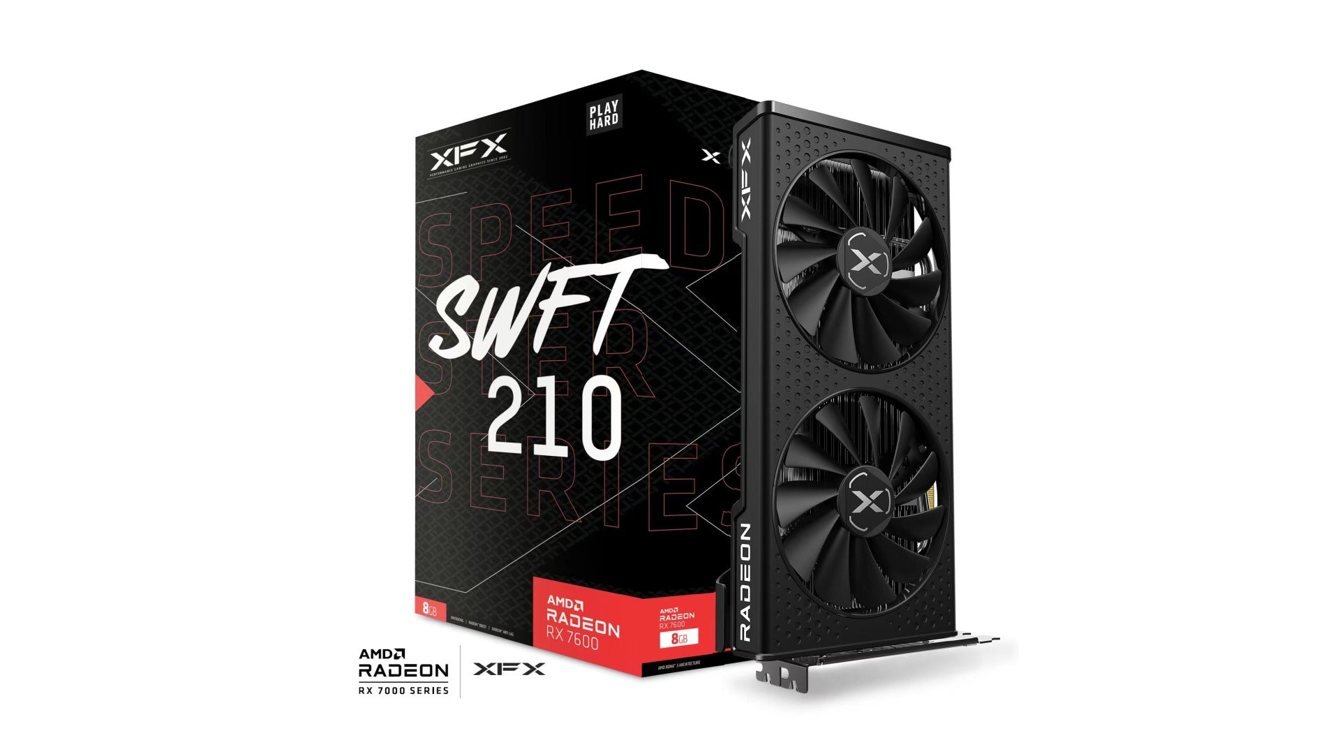 XFX Speedster SWFT210 AMD Radeon RX 7600 Core Gaming Graphics Card with 8GB GDDR6 HDMI 3xDP, AMD...