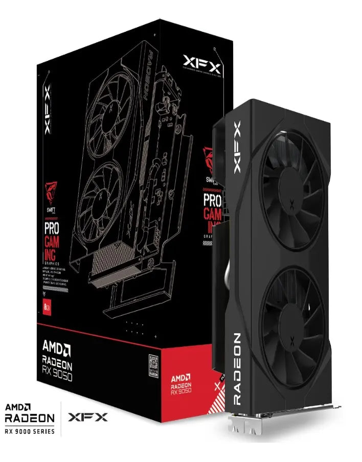 XFX Swift AMD Radeon RX 9050 Gaming Edition with 8GB GDDR6 HDMI 2xDP, AMD RDNA™ 4 (RX-95SWFT8BE)...