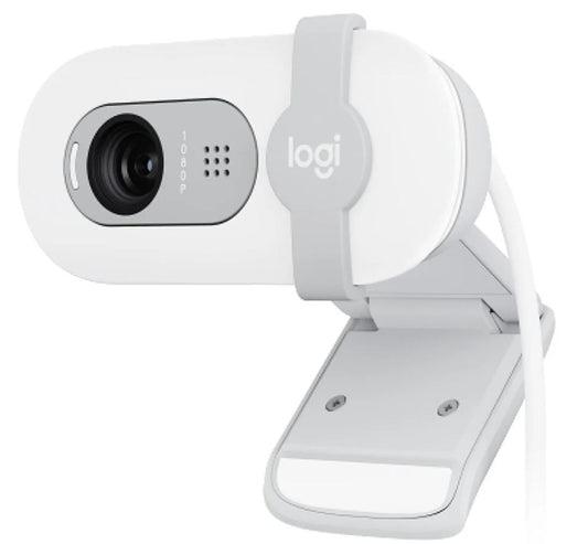Logitech Brio 100 Full HD 1080p webcam with auto-light balance, integrated privacy shutter, and b...
