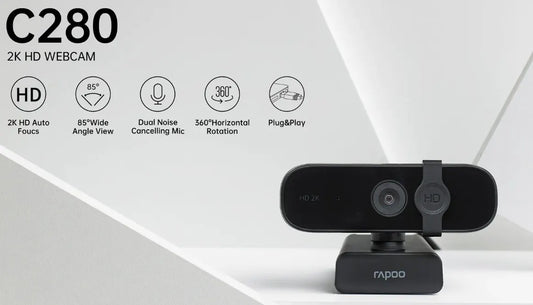 RAPOO C280 2K Webcam - Wide Angle Lens, Noise Canceling Mic, Plug  Play, Teams, Google Meet, Zoom...