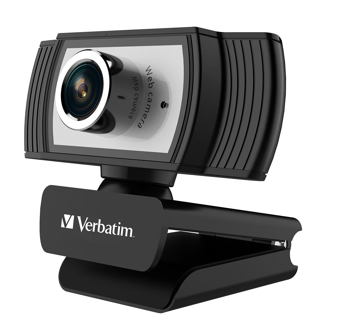 Verbatim 1080p Full HD Webcam - Black/Silver FHD 1920x1080, 2.0 Mega Pixels, Compatible with Windows XP,7 8, 10, Android V5, MacOS 10.6 or Above