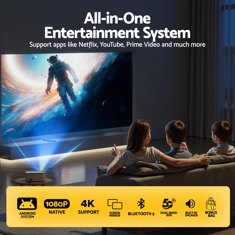 Devanti Video Project 4K 1080P Android 5G Wifi Home Cinema - Image 4
