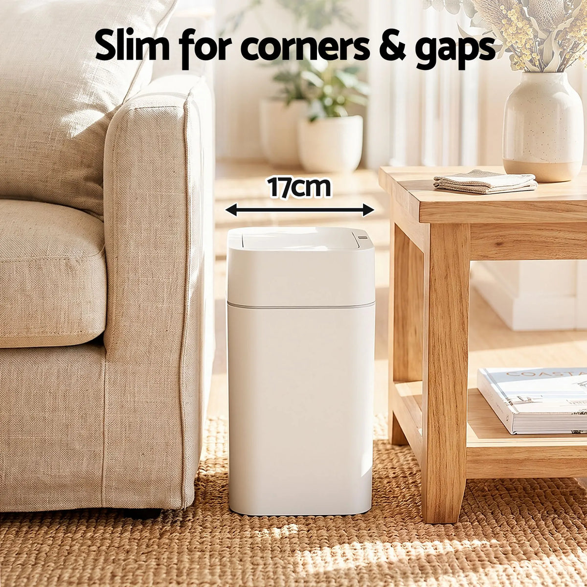 Artiss Rubbish Bin 12L 2-Pack Sensor Kitchen Automatic Motion Touchless White - Image 5