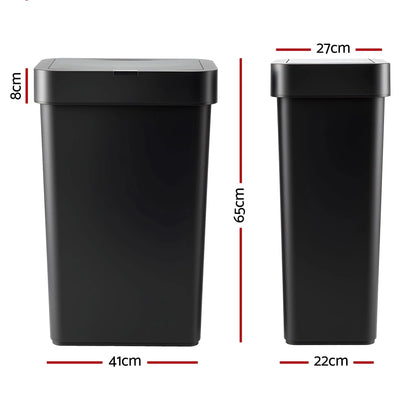 Artiss Rubbish Bin 50L Sensor Kitchen Automatic Motion Plastic Touchless Black - Image 3
