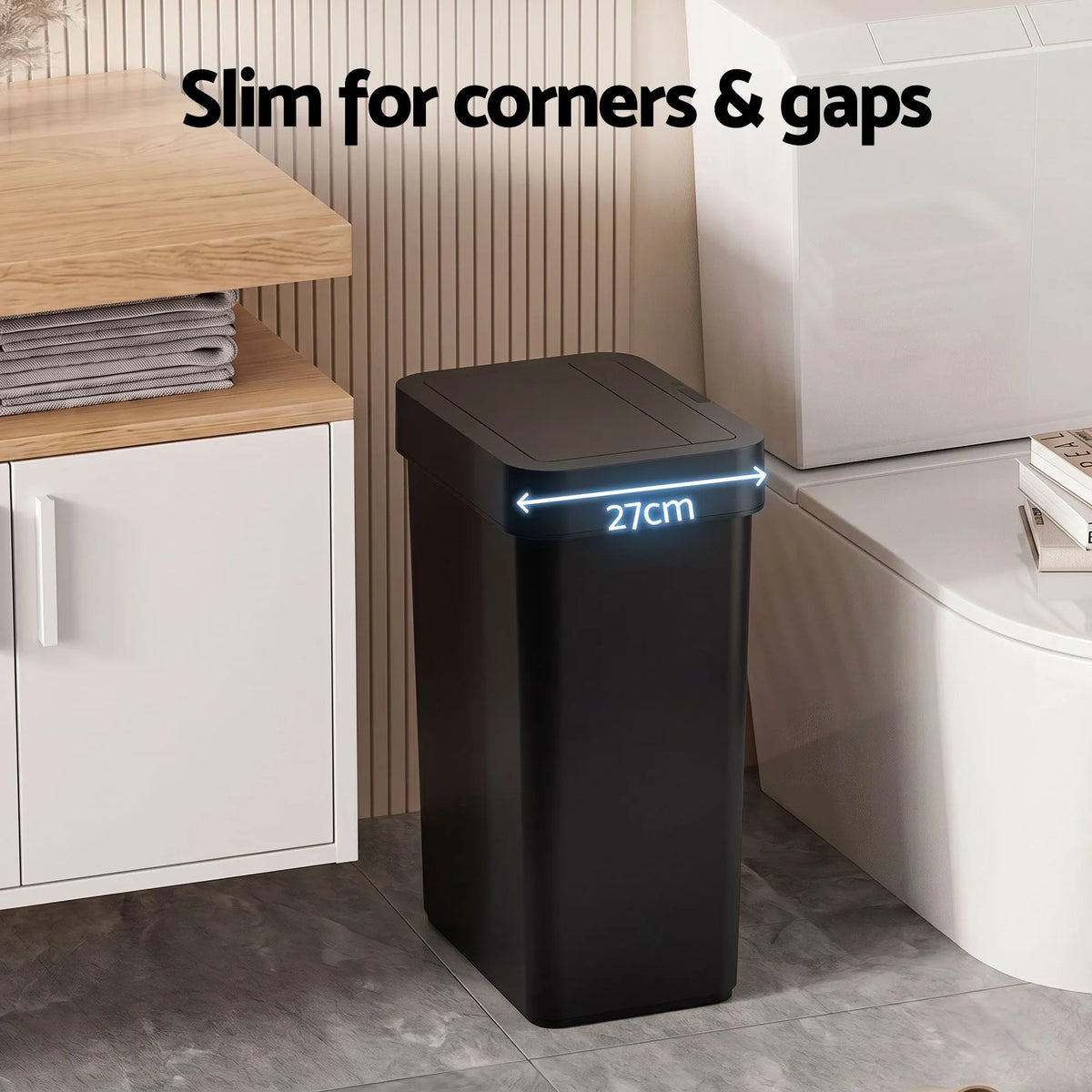 Artiss Rubbish Bin 50L Sensor Kitchen Automatic Motion Plastic Touchless Black - Image 5