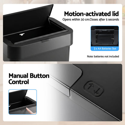 Artiss Rubbish Bin 50L Sensor Kitchen Automatic Motion Plastic Touchless Black - Image 7