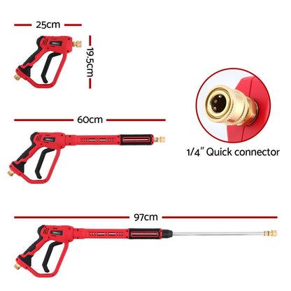 Giantz Pressure Washer Gun Short Trigger 4000PSI M22-14 1/4 Inch 5 Nozzles Red - Image 2