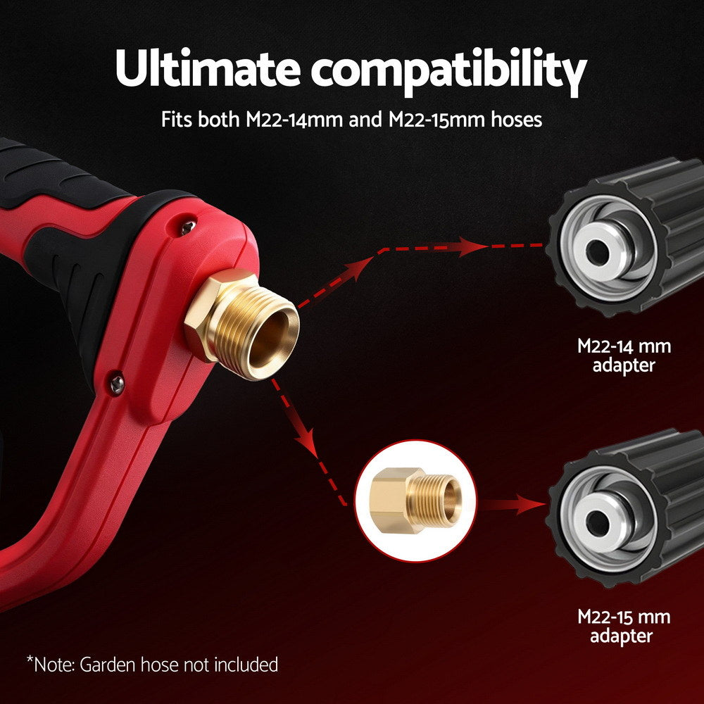 Giantz Pressure Washer Gun Short Trigger 4000PSI M22-14 1/4 Inch 5 Nozzles Red - Image 6
