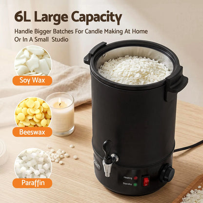 Devanti 6L Wax Melter Candle Making 1520W Melting Pot Furnace Quick Pour Spout Soy Soap - Image 4
