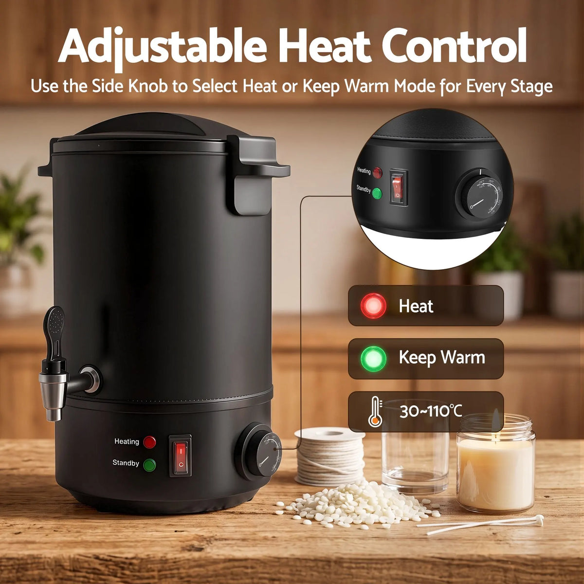 Devanti 6L Wax Melter Candle Making 1520W Melting Pot Furnace Quick Pour Spout Soy Soap - Image 5