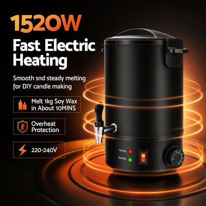 Devanti 6L Wax Melter Candle Making 1520W Melting Pot Furnace Quick Pour Spout Soy Soap - Image 6
