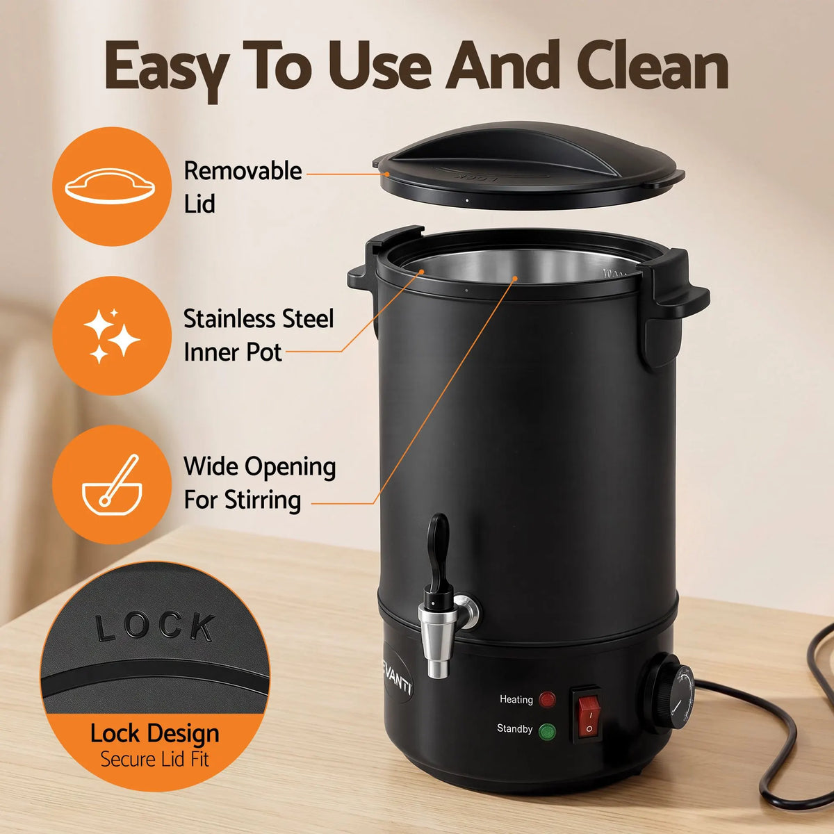 Devanti 6L Wax Melter Candle Making 1520W Melting Pot Furnace Quick Pour Spout Soy Soap - Image 7
