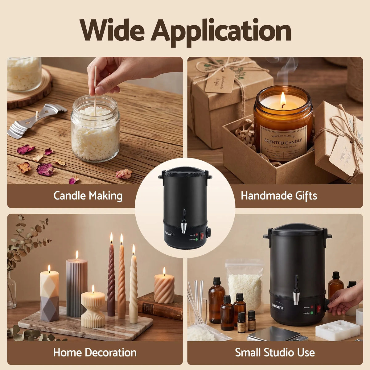 Devanti 6L Wax Melter Candle Making 1520W Melting Pot Furnace Quick Pour Spout Soy Soap - Image 9