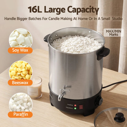 Devanti 16L Wax Melter Candle Making 1500W Melting Pot Furnace Quick Pour Spout Soy Soap - Image 4