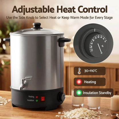 Devanti 16L Wax Melter Candle Making 1500W Melting Pot Furnace Quick Pour Spout Soy Soap - Image 5