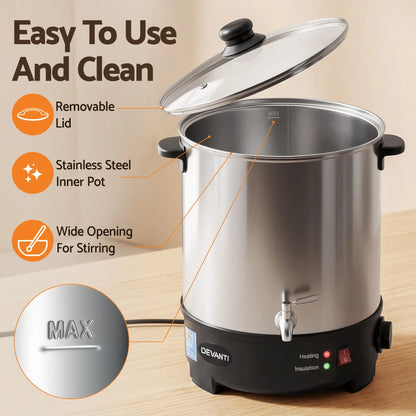 Devanti 16L Wax Melter Candle Making 1500W Melting Pot Furnace Quick Pour Spout Soy Soap - Image 7