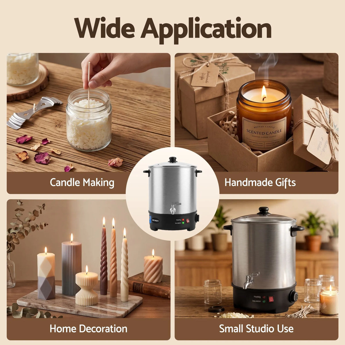 Devanti 16L Wax Melter Candle Making 1500W Melting Pot Furnace Quick Pour Spout Soy Soap - Image 9
