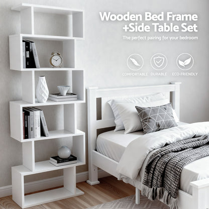 Artiss King Single Bed Frame and Bookshelf - Image 3