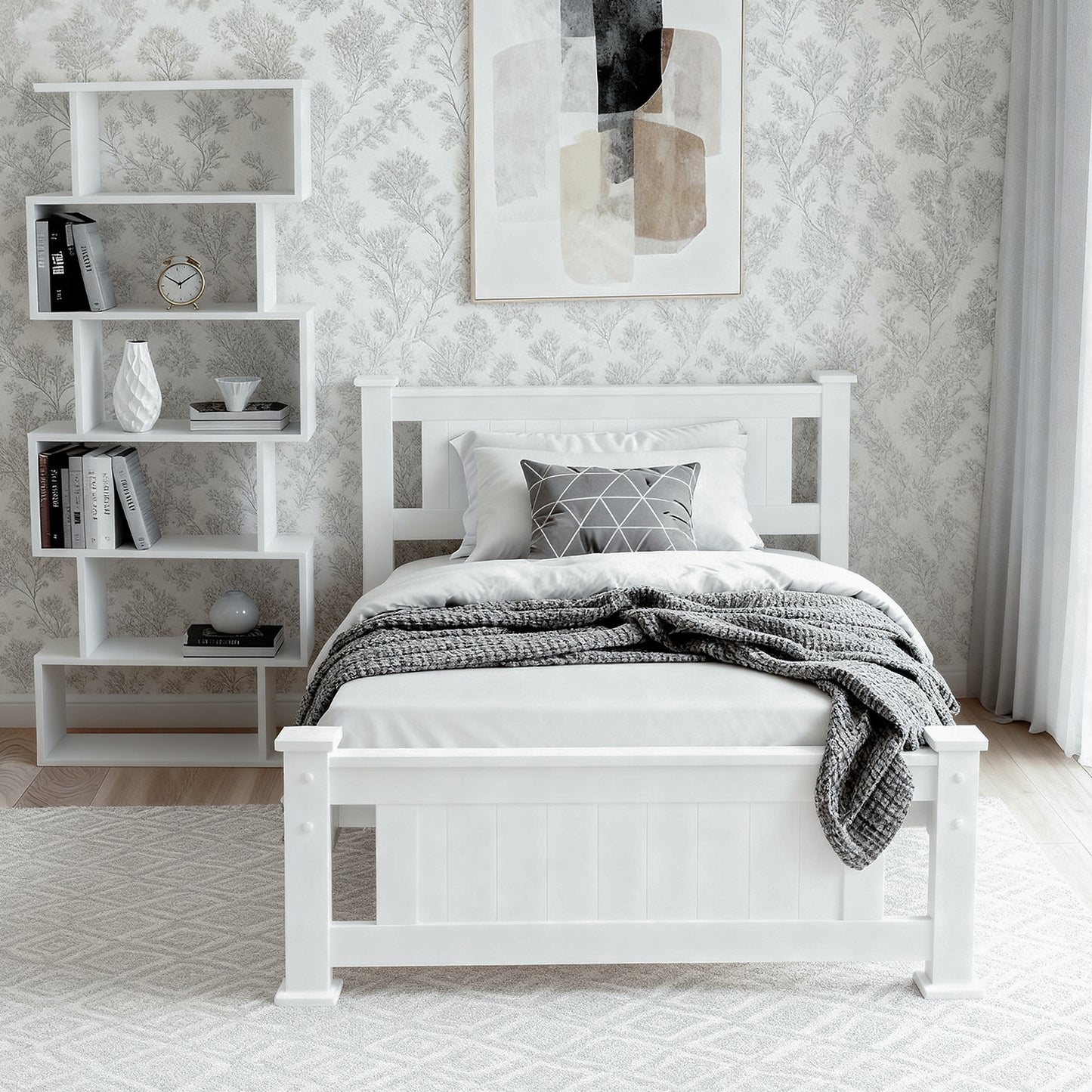 Artiss King Single Bed Frame and Bookshelf - Image 5
