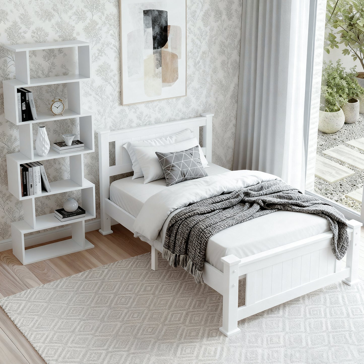 Artiss King Single Bed Frame and Bookshelf - Image 7