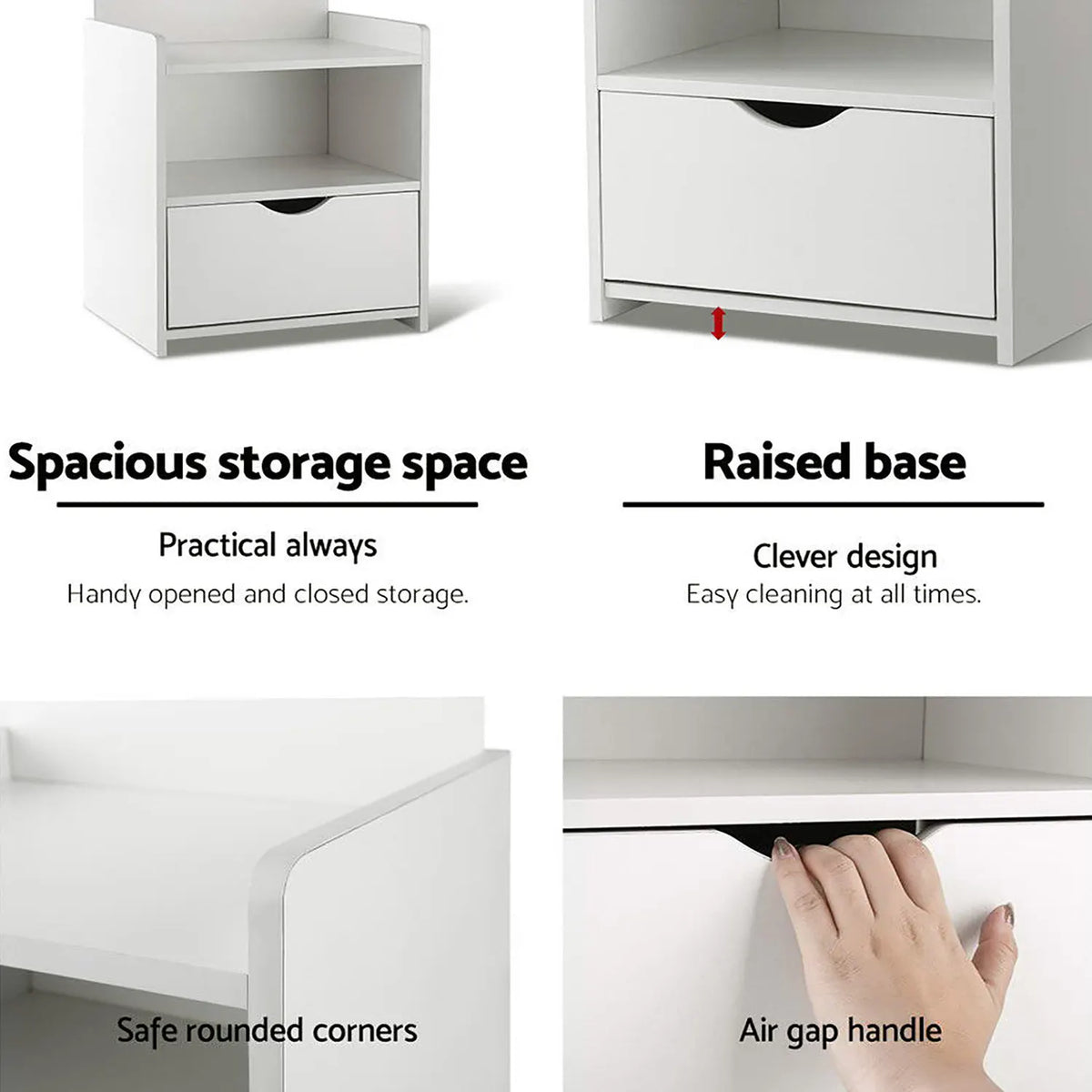 Artiss King Single Bed Frame and Bedside Table White - Image 6