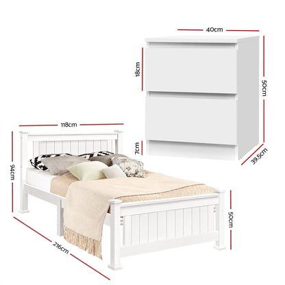 Artiss King Single Bed Frame and Bedside Table - Image 2
