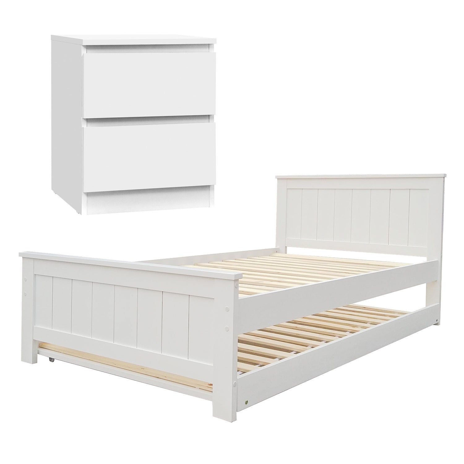 Artiss King Single Bed Frame and Bedside Table - Image 2
