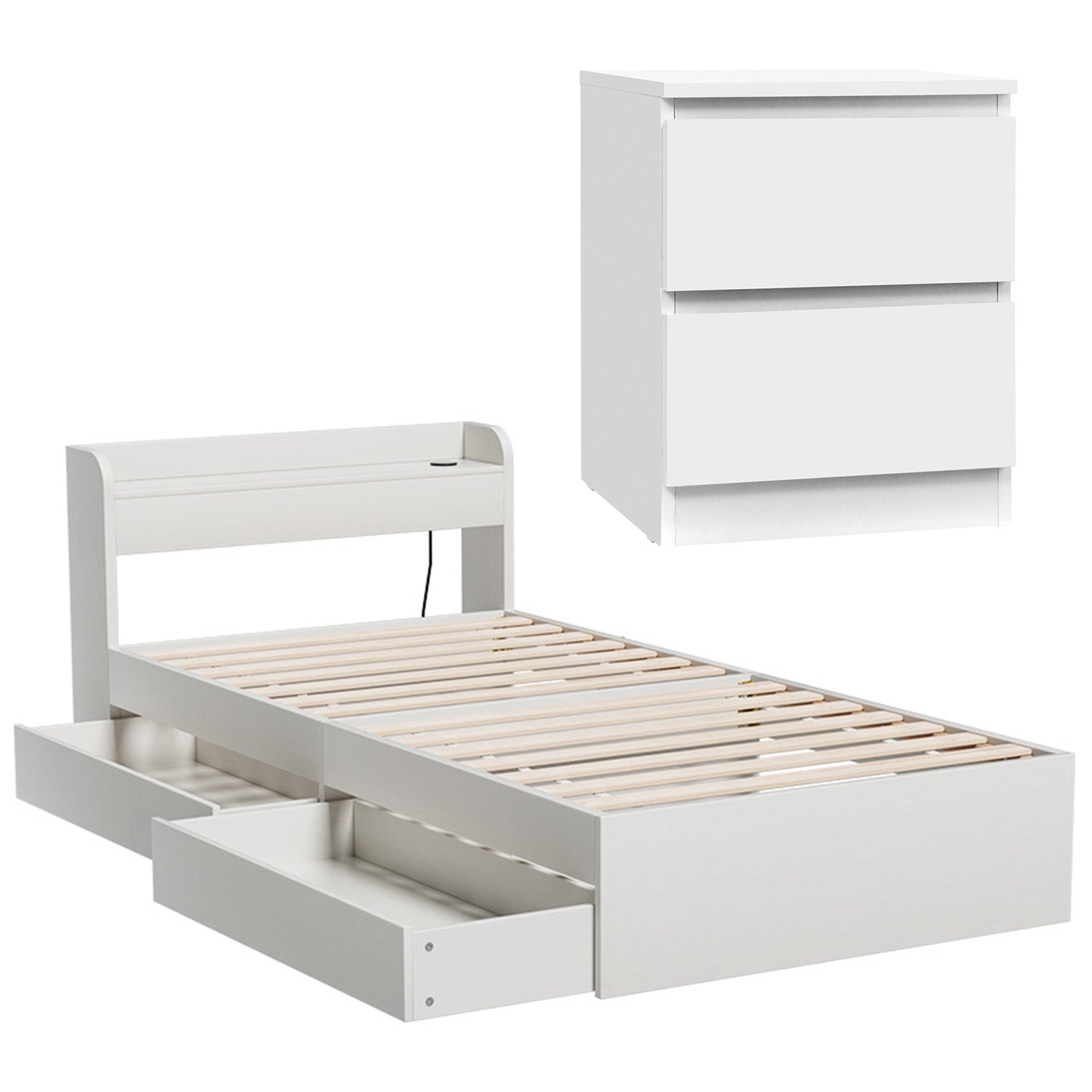 Artiss Single Bed Frame and Bedside Table - Image 3