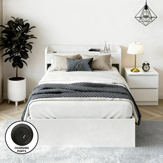 Artiss Single Bed Frame and Bedside Table - Image 4