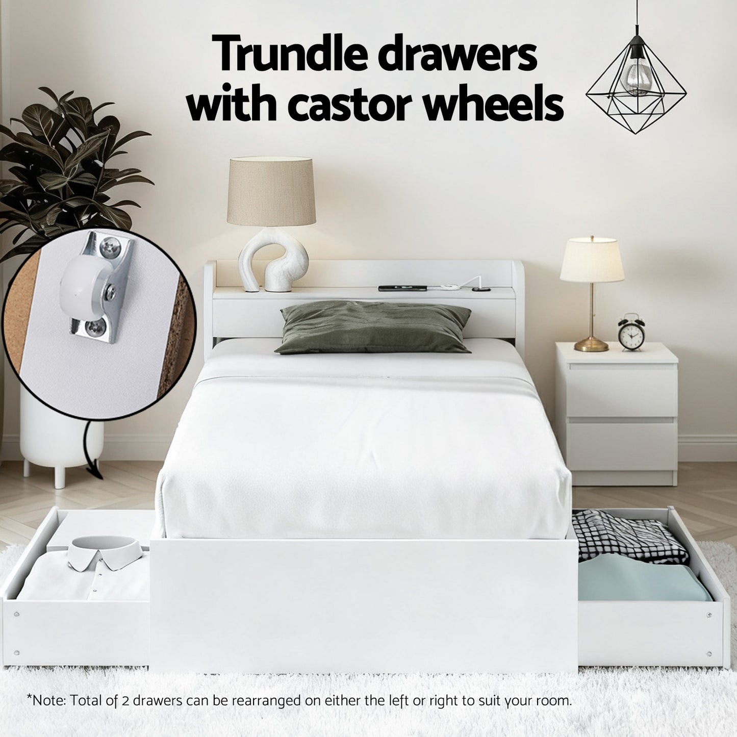Artiss Single Bed Frame and Bedside Table - Image 6