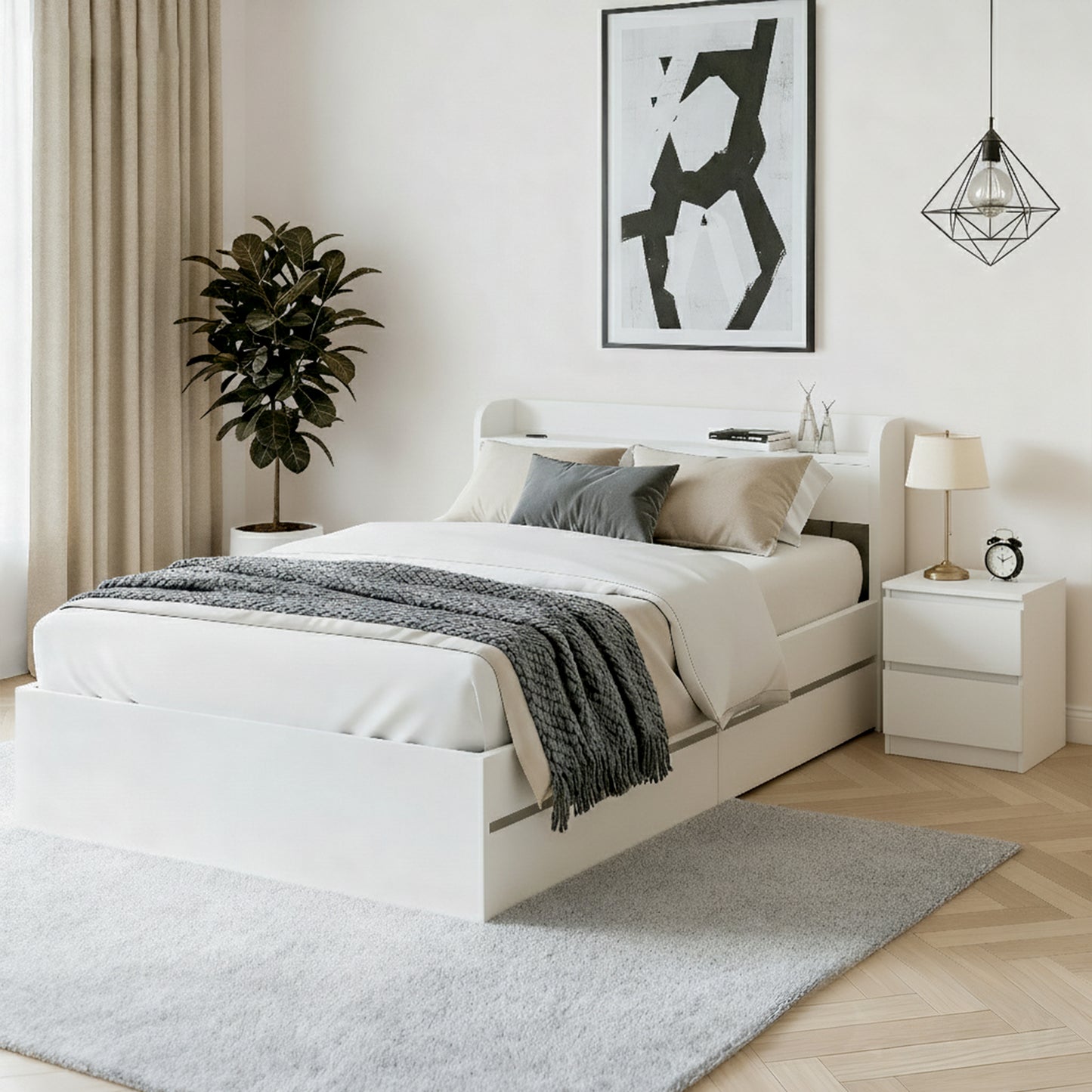 Artiss Single Bed Frame and Bedside Table - Image 7
