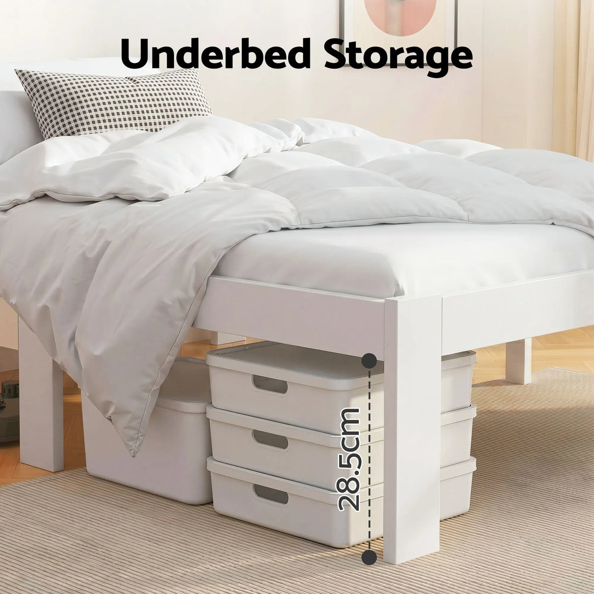 Artiss Bed Frame Double Size Wooden White JADE - Image 4