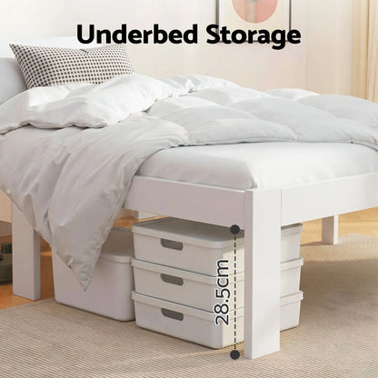 Artiss Bed Frame Double Size Wooden White JADE - Image 4